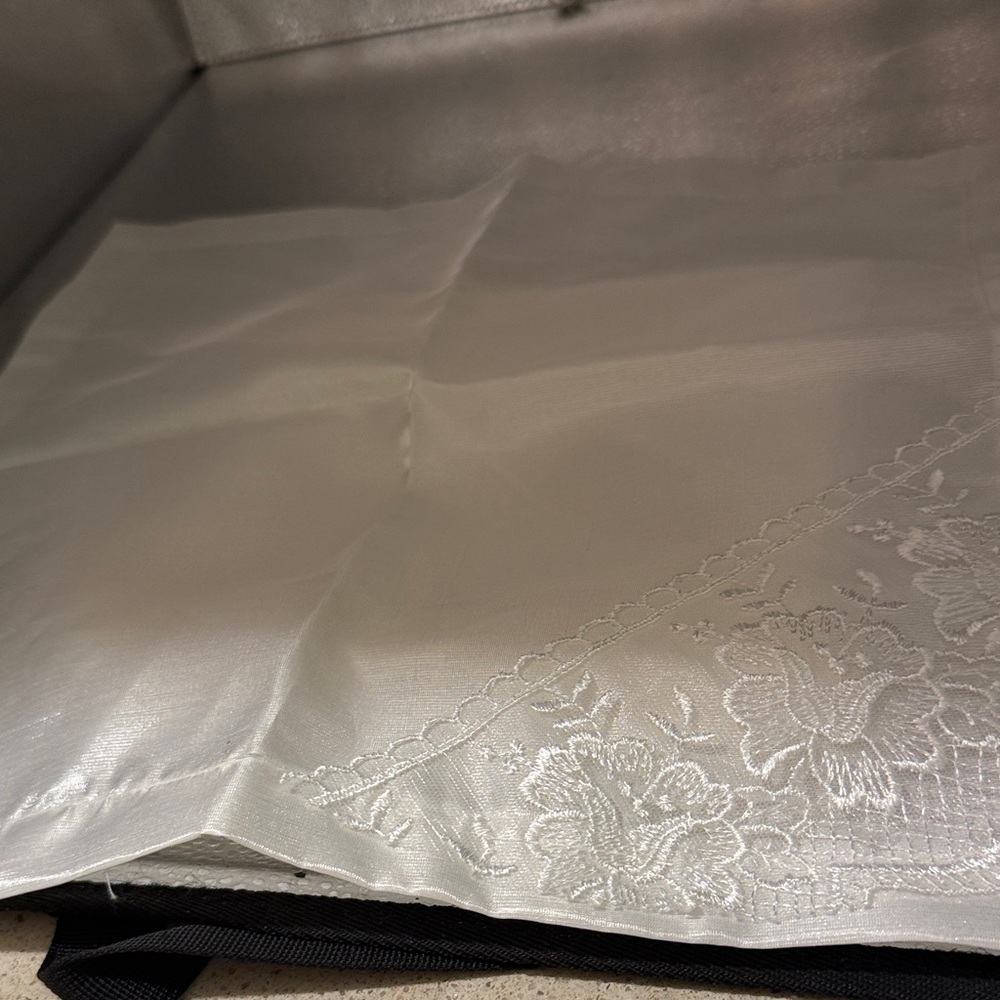 Vintage Elegant White Embroidered Handkerchief or Napkin